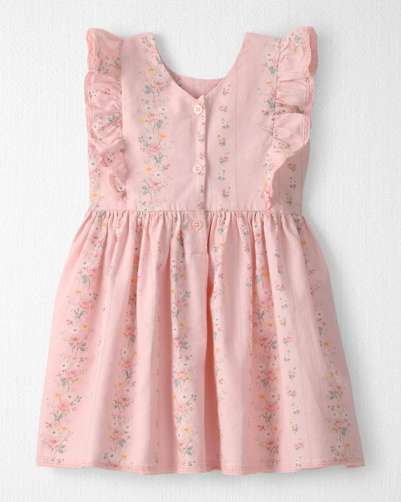 Toddler Girl Ruffle Dress Made with Organic Cotton in Spring Garden Print