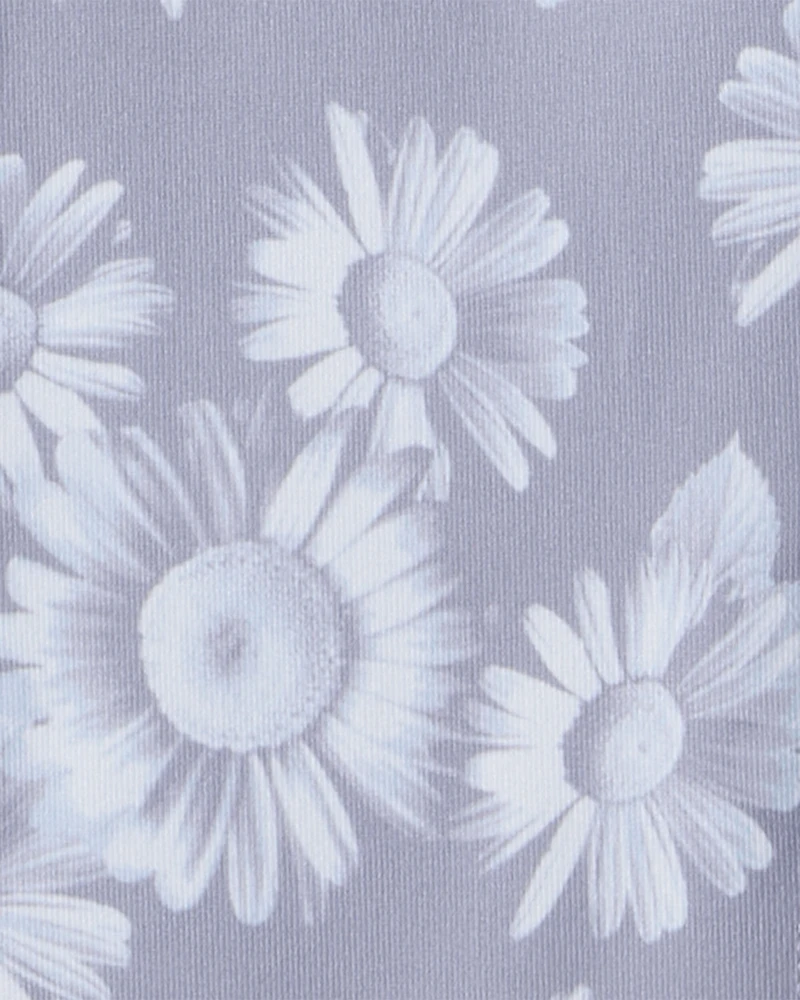 Girls Floral Active Leggings - Purple