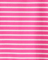 Girls Stripe Ribbed Top - Pink