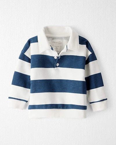 Baby Organic Cotton Henley Top in Stripes