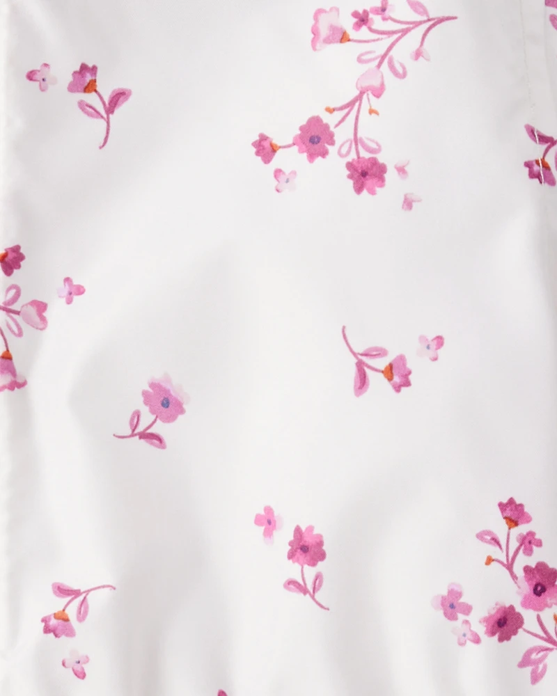 Toddler Girl Floral Long-Sleeve Midweight Anorak Jacket - White