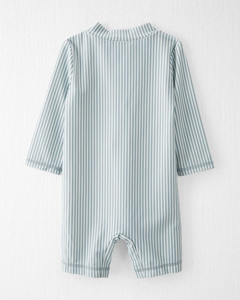 Baby Boy Recycled Long-Sleeve Rashguard Swimsuit in Stripes