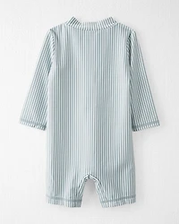 Baby Boy Recycled Long-Sleeve Rashguard Swimsuit in Stripes