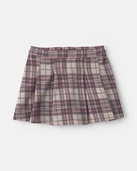 Toddler Girl 2-Piece 'Good Day' Plaid Fleece Sweatshirt & Skirt Set - Cream/Burgundy