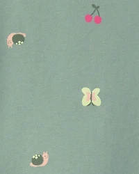 Toddler Girl Butterfly Relaxed Peplum Top - Green