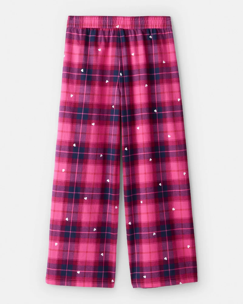 Girls Flannel Plaid Bottoms - Pink