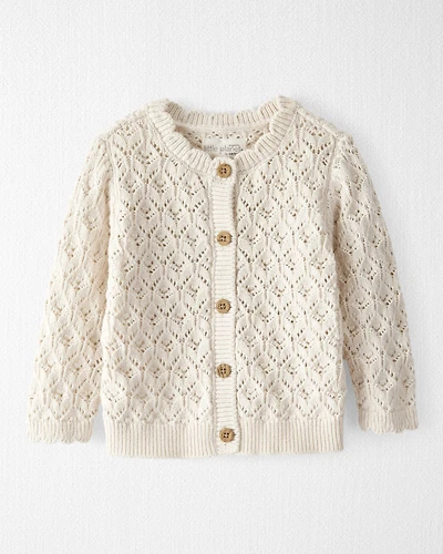 Baby Girl Organic Cotton Pointelle Sweater Knit Cardigan