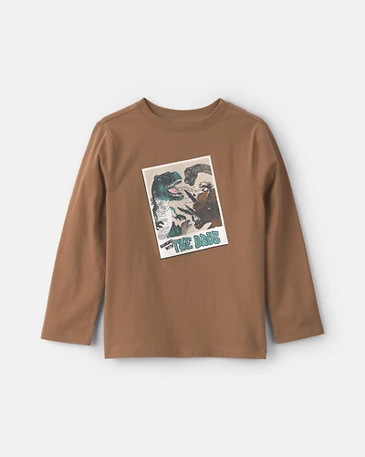 Boys Dinosaur Bros Long-Sleeve Graphic Tee - Brown