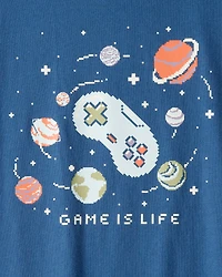 Boys Game Is Life Short-Sleeve Graphic Tee - Blue