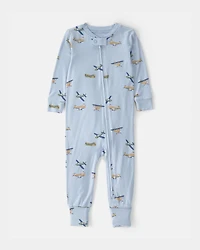Baby Boy Plane PurelySoft 2-Way Zip 1-Piece Pajama - Blue