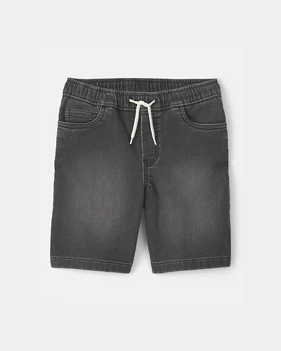 Boys Denim Drawstring Shorts - Black
