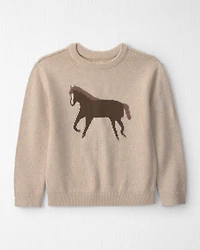 Kids Organic Cotton Horse Sweater Knit Pullover