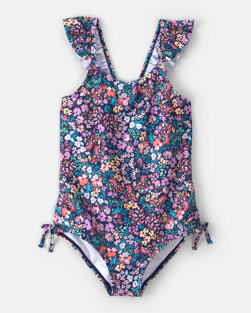Girls Floral 1-Piece Swimsuit