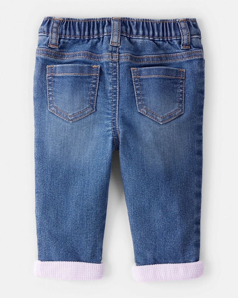 Baby Girl Medium Wash Elastic-Waist Jeans