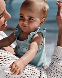 Baby Girl 2-Piece Crochet Sweater Knit Tank & Diaper Cover Set