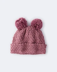 Toddler Girl Pom Pom Beanie - Burgundy