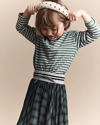 Toddler Girl Velvety Polka Dot Padded Headband - Khaki/Black