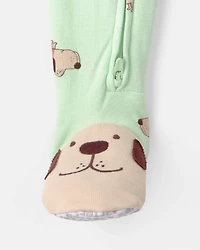 Baby Puppy 100% Cotton Snug Fit 1-Piece Pajama - Green