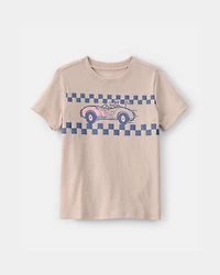 Toddler Boy Alligator Race Car Graphic Tee - Tan