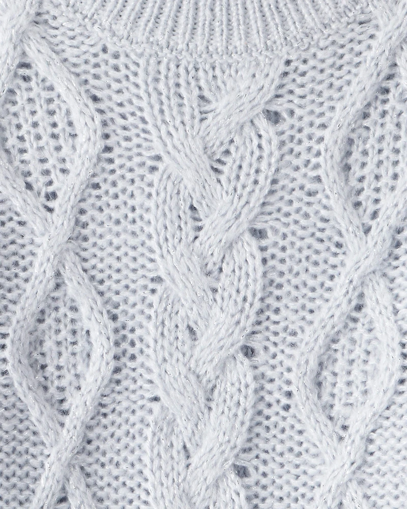 Toddler Girl Metallic Cable Knit Long-Sleeve Sweater - Blue