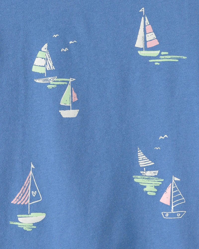 Toddler Girl Sailboat Graphic Tee - Blue