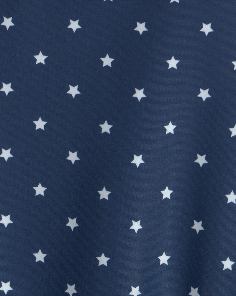 Baby Girl 2-Piece American Flag Rashguard Swimsuit Set - Red/White/Blue