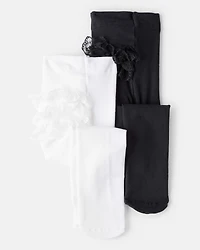 Baby Girl 2-Pack Tights - Black/White