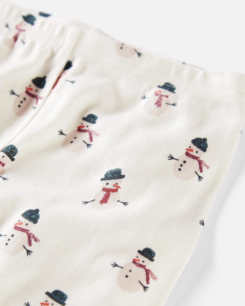 Toddler Organic Cotton Snowman Print Pajamas