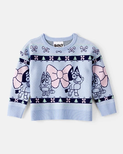 Toddler Girl Christmas Bluey™ Long-Sleeve Sweater - Blue