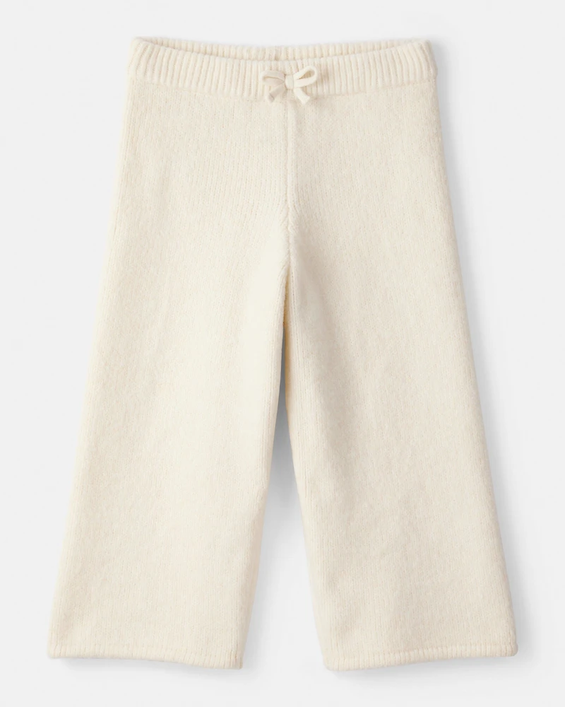 Toddler Girl Wide-Leg  Sweater Knit Pants - Ivory