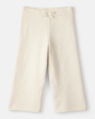 Toddler Girl Wide-Leg  Sweater Knit Pants - Ivory