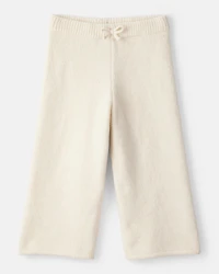 Toddler Girl Wide-Leg  Sweater Knit Pants - Ivory