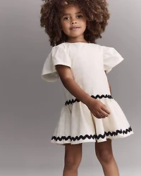 Toddler Girl Ric-Rac Short-Sleeve Dropwaist Dress - Cream