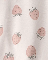 Baby Girl 2-Piece Organic Cotton Ribbed Pajama Set in Strawberry Print