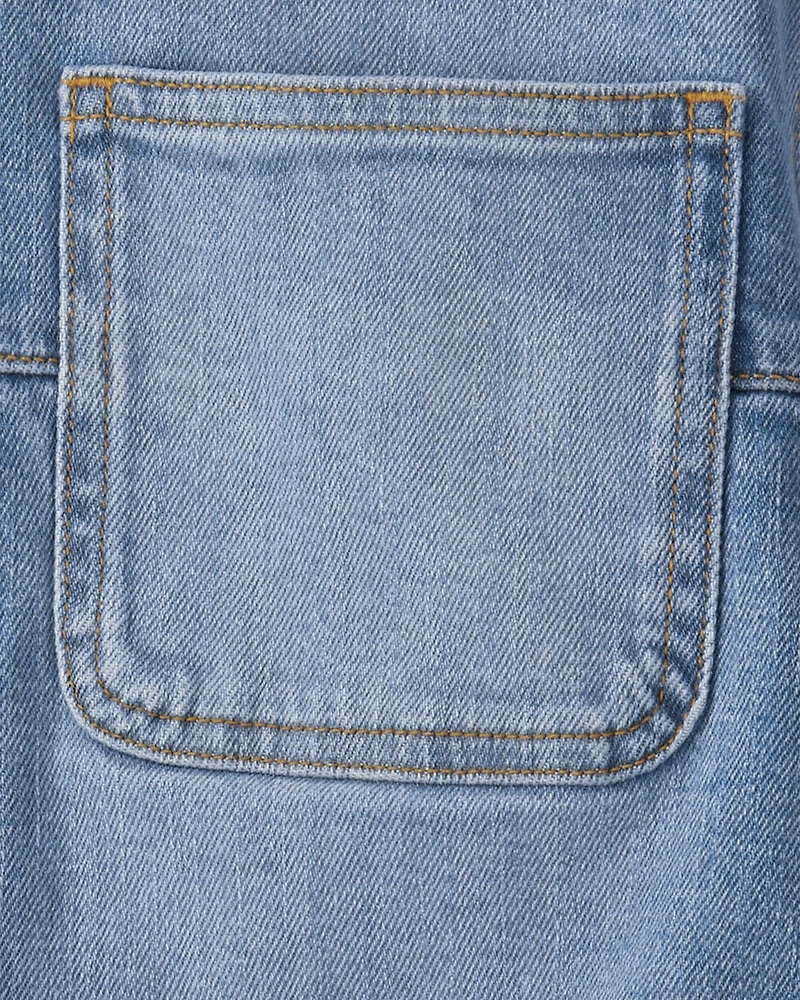 Girls Zip-Up Long-Sleeve Denim Jacket - Light Wash