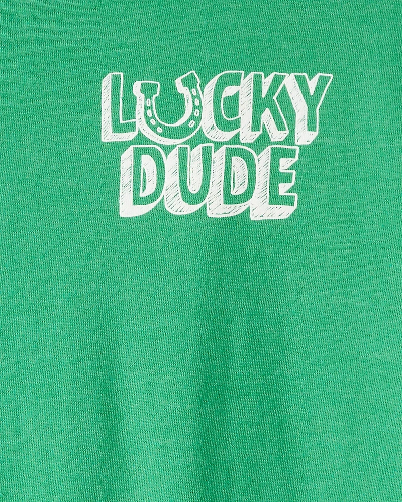 Boys Lucky Dude Long-Sleeve Graphic Tee - Green