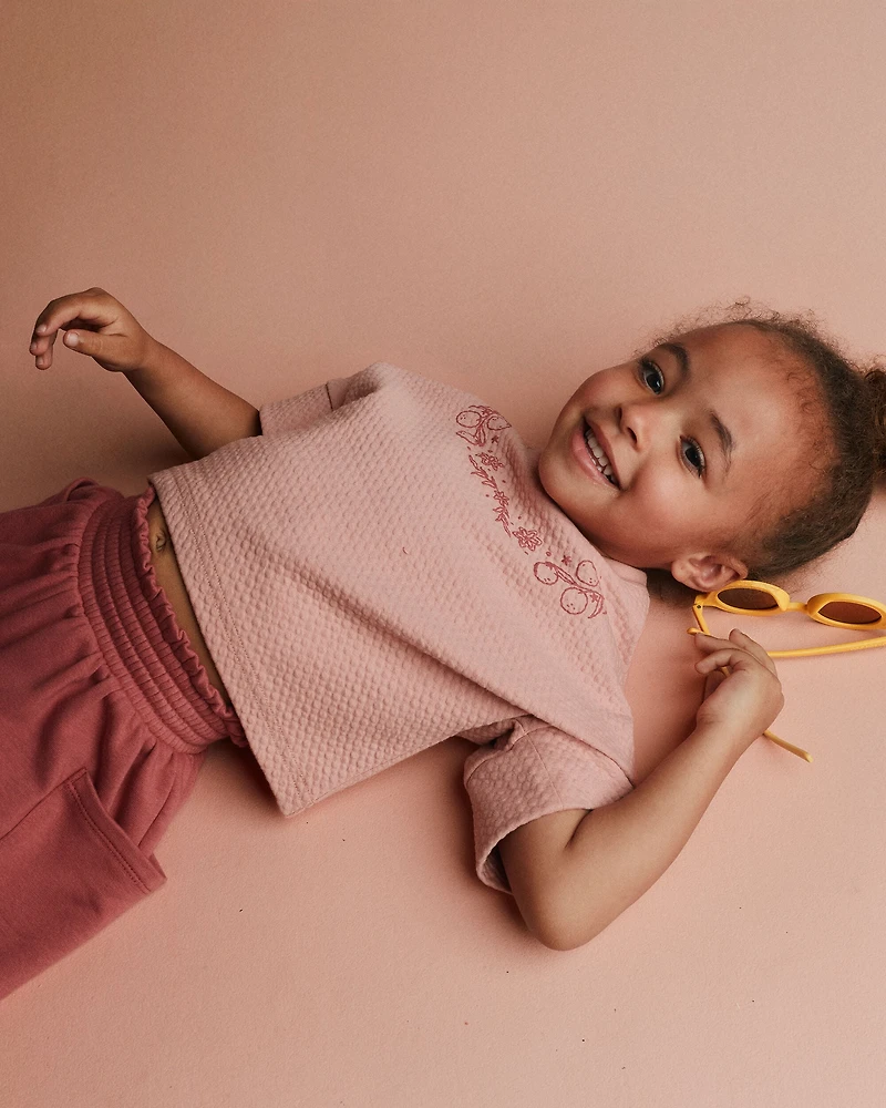 Toddler Girl High-Low Bubble Dolman Tee - Light Pink