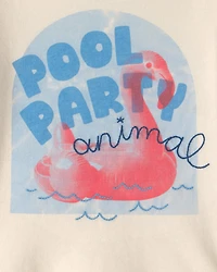 Baby Boy 'Pool Party Animal' Flamingo Graphic Tee - Cream