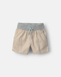 Toddler Boy Long-Line Shorts - Tan