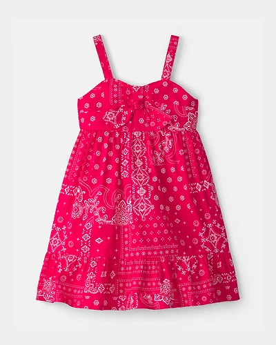 Toddler Girl Bandana Sleeveless Dress - Red