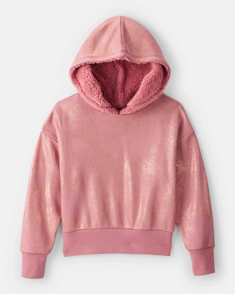 Girls 2-Piece DayDream Fleece Metallic Sherpa Hoodie & Joggers Set - Pink