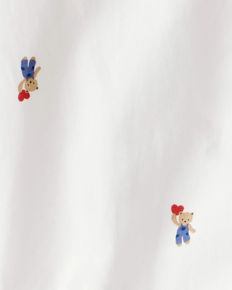 Baby Boy Bear Print Long-Sleeve Button-Down Bodysuit - White