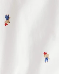 Baby Boy Bear Print Long-Sleeve Button-Down Bodysuit - White