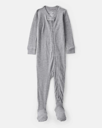 Baby Boy PurelySoft Long-Sleeve 2-Way Zip 1-Piece Pajamas - Grey