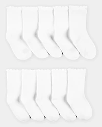 Toddler Girl 10-Pack Scallop Crew Socks