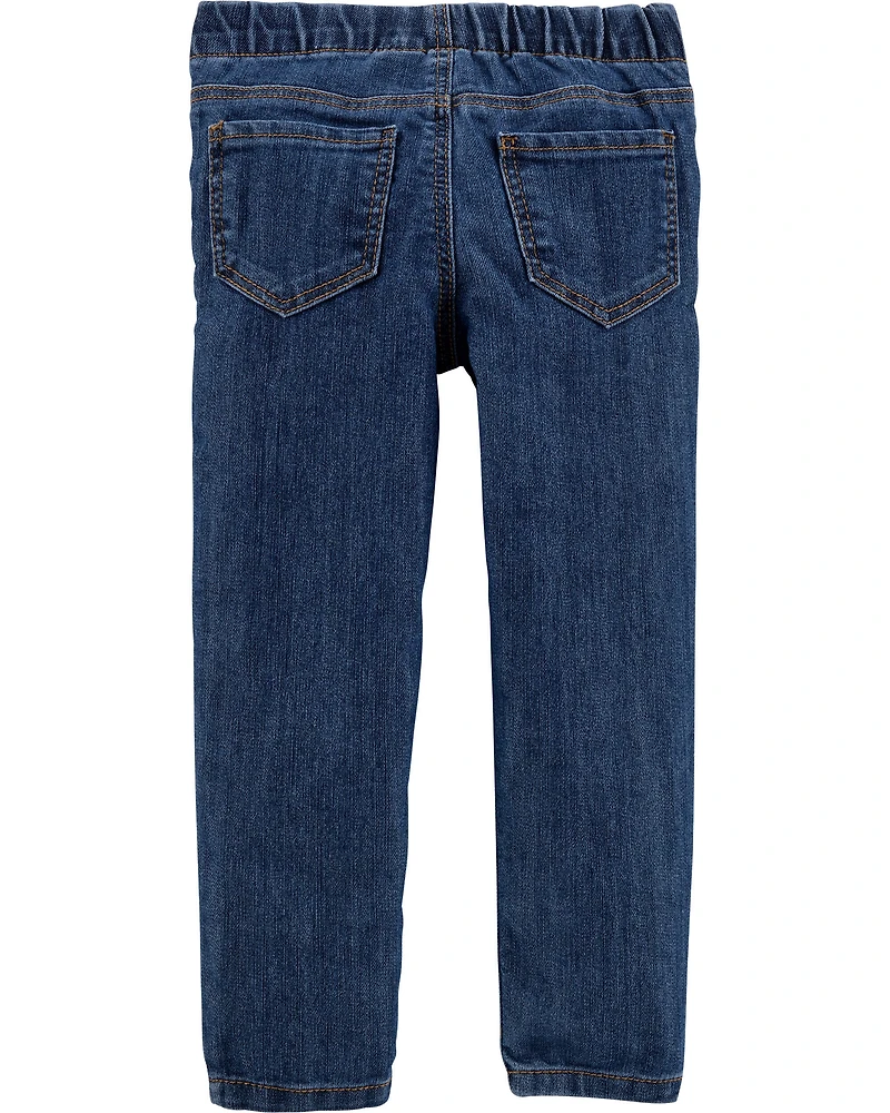 Girls Medium Wash Pull-On Skinny-Leg Jegging
