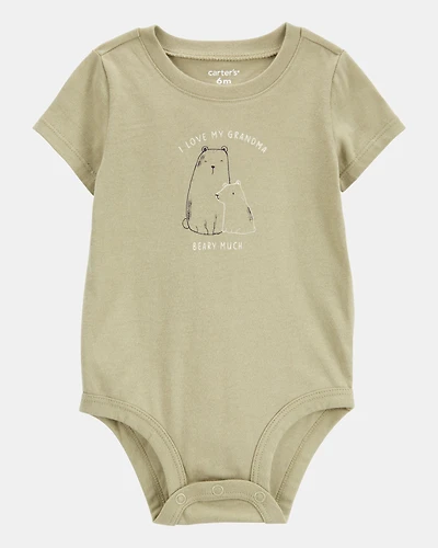 Baby Grandma Short-Sleeve Bodysuit - Olive