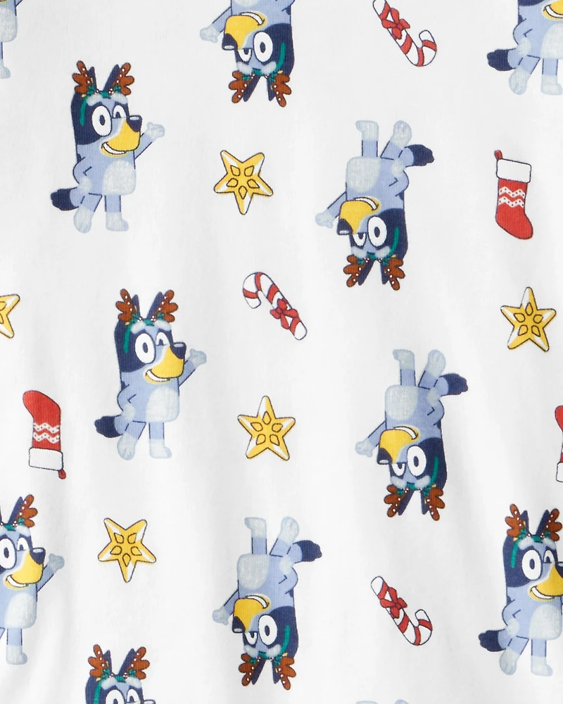 Kid Bluey™ 100% Cotton Long-Sleeve Snug Fit 2-Piece Pajamas - White