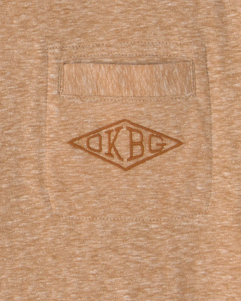 Kids OshKosh Logo Embroidered Pocket Graphic Tee - Tan