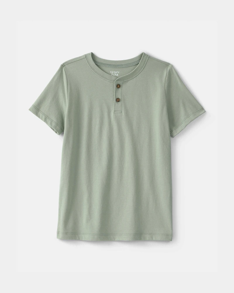 Boys Solid Henley T-Shirt - Green